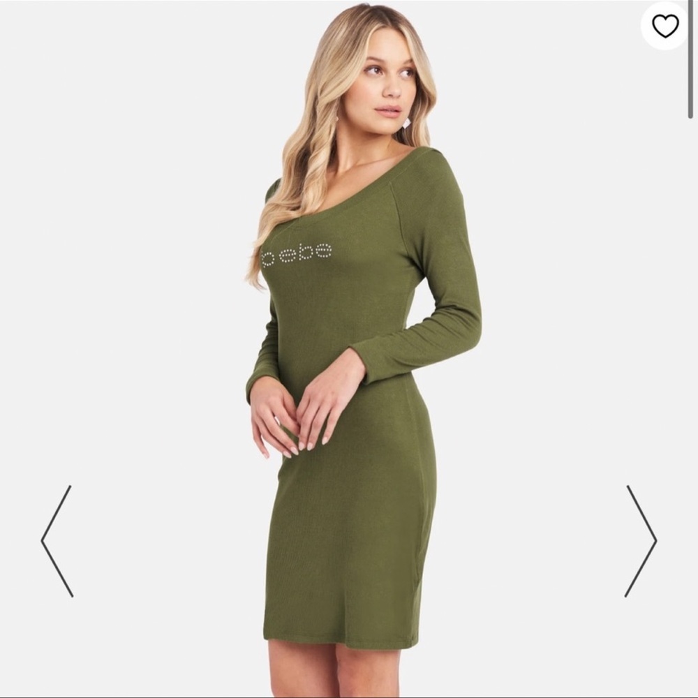 Bebe Forest Green Long Sleeve Dress